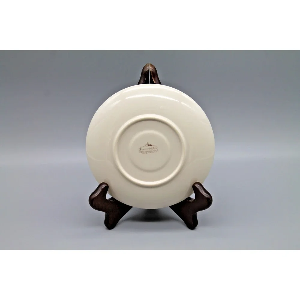 Franciscan Masterpiece China Cup & Saucer Set White Silver Platinum Rim Vintage
